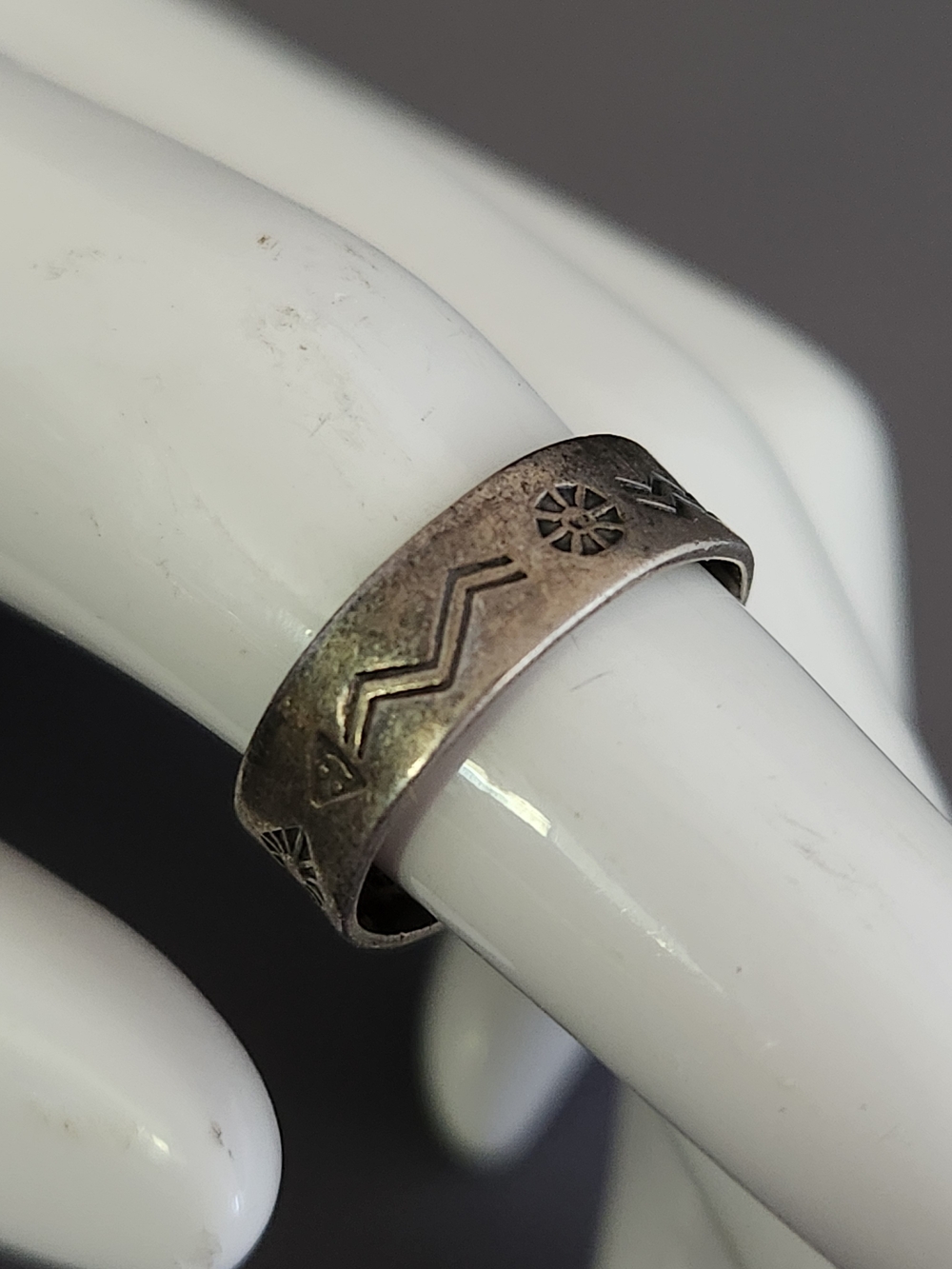 Sterling Silver Etched Band Ring - Unisex